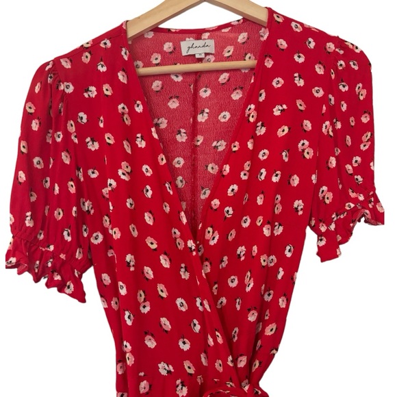 Ghanda Red Floral Wrap Dress - S - Picture 4 of 12